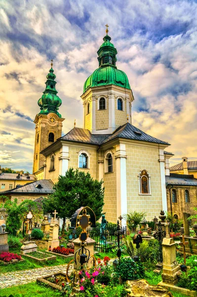 Chiesa San Pietro Con Cimitero Salisburgo Austria — Foto Stock
