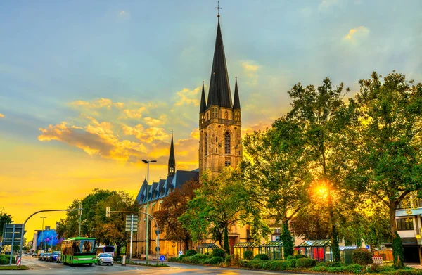 stock image Church of the Sacred Heart of Jesus in Paderborn at sunset - North Rhine-Westphalia, Germany