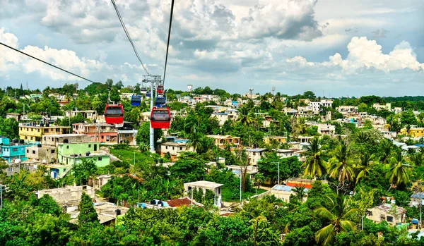 Cable Car Δημόσια Διαμετακόμιση Στο Santo Domingo Πρωτεύουσα Της Δομινικανής Εικόνα Αρχείου