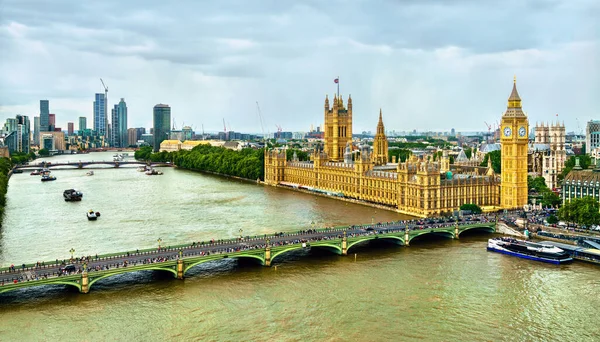 Luftaufnahme Von Westminster Palace Westminster Bridge Big Ben Und Themse — Stockfoto