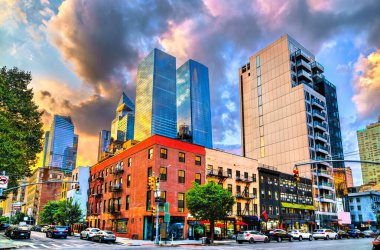 New York, ABD 'de Manhattan şehir merkezinde günbatımı