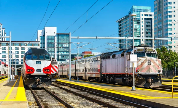 Diesel locomotives at San Francisco 4th and King Street station in California, United States