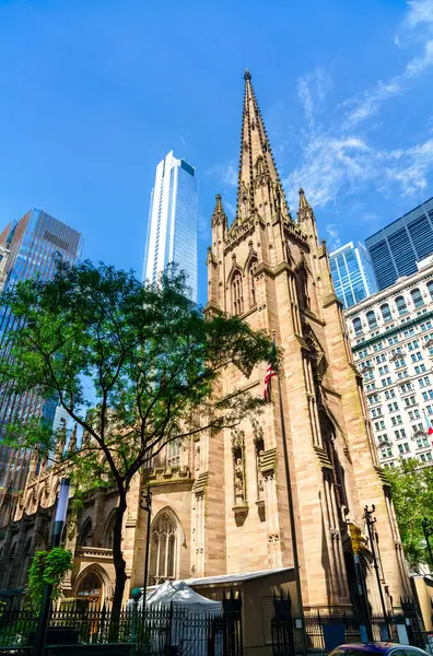 Trinity Church in the Financial District of Lower Manhattan in New York City, United States