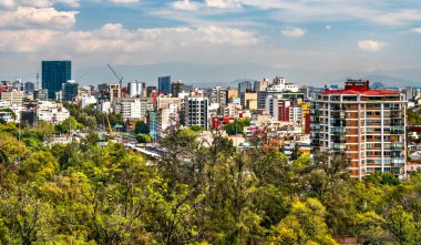 Mexico 'daki Chapultepec Kalesi' nden Mexico City 'nin silueti.