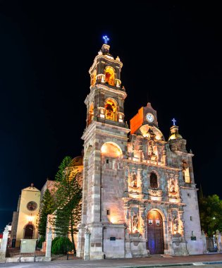 Temple of Our Lady of Mount Carmel or San Marcos Temple in Aguascalientes, Mexico at night clipart