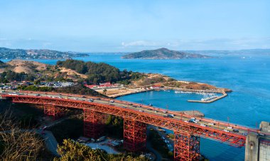 Horseshoe Körfezi ve Golden Gate Köprüsü manzarası Kuzey San Francisco, ABD