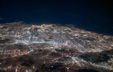 Bir uçaktan Los Angeles 'ın havadan görüntüsü, Kaliforniya, ABD