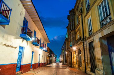 Bogota, Kolombiya 'daki La Candelaria' nın Tarih Merkezi Bölgesi Geleneksel Koloni Mimarisi
