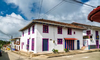Salento 'nun geleneksel koloni mimarisi. Quindio, Kolombiya 'daki UNESCO dünya mirası
