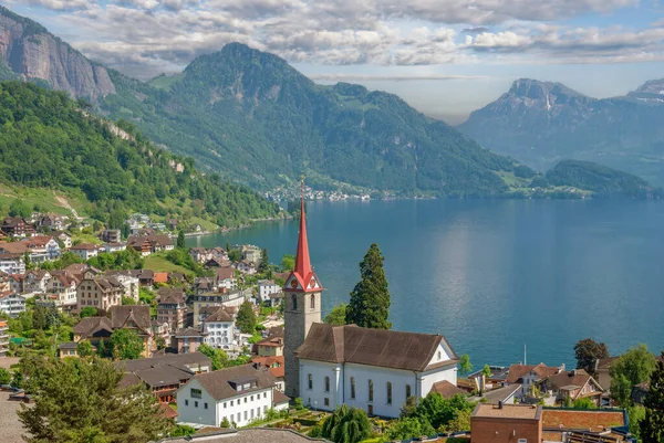Dorf Weggis Vierwaldstättersee Kanton Luzern Schweiz — Stockfoto