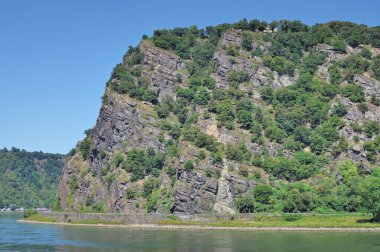 view to famous Loreley Rock at Rhine River,Rhine Valley,Rhineland-Palatinate,Germany clipart