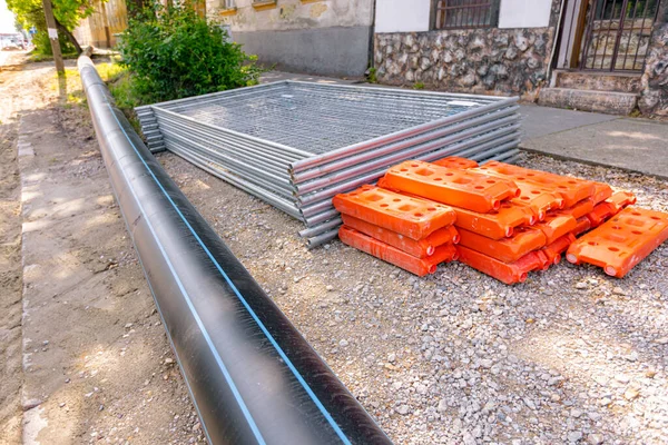 Grămada Grămada Piese Galvanizate Pentru Panourile Gard Metalic Temporar Sunt Imagine de stoc