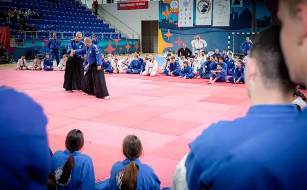 Zrenjanin, Voyvodina, Sırbistan - 27 Nisan 2025: Gerçek aikido dövüş sanatları kulübü 