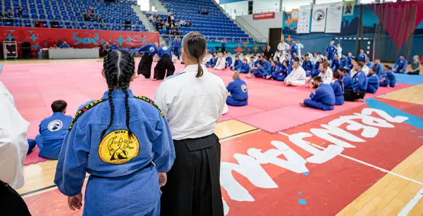 Zrenjanin, Voyvodina, Sırbistan - 27 Nisan 2025: Gerçek aikido dövüş sanatları kulübü 