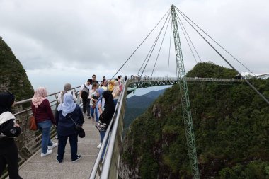 Langkawi Malaysia November 21 2024 Modern construction - Sky bridge on Langkawi island. Adventure holiday. Tourist attraction of Malaysia. Travel concept. clipart