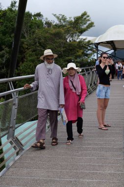 Langkawi Malaysia November 21 2024 Modern construction - Sky bridge on Langkawi island. Adventure holiday. Tourist attraction of Malaysia. Travel concept. clipart