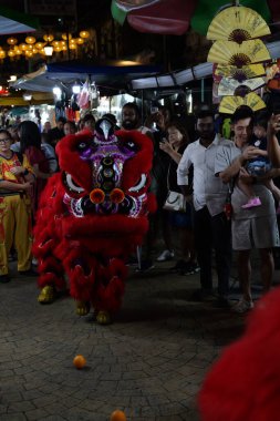 Kuala Lumpur Malezya 29 Kasım 2024 Geleneksel Aslan Dansı Performansı Petaling Caddesi, Kuala Lumpur, Malezya