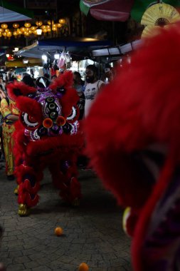 Kuala Lumpur Malezya 29 Kasım 2024 Geleneksel Aslan Dansı Performansı Petaling Caddesi, Kuala Lumpur, Malezya