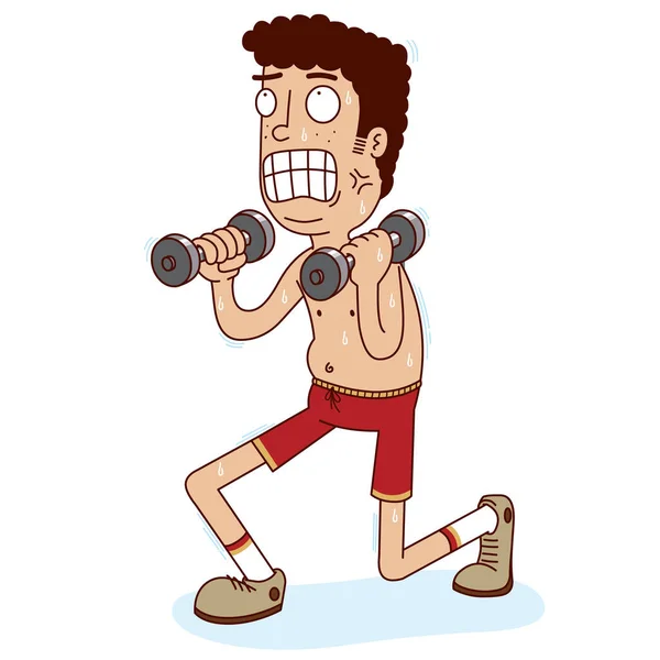 Man Doing Hard Lunges Exercise — Stock Vector