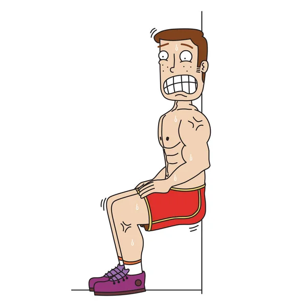 Man Doet Muur Sit Oefening — Stockvector