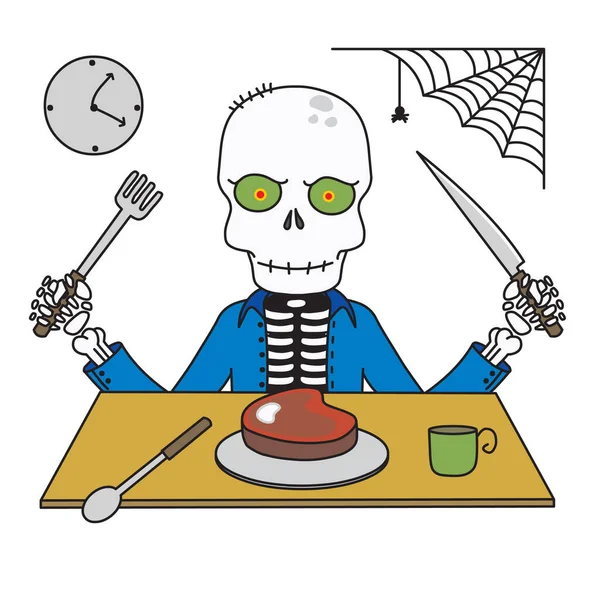 Dödskalle Zombie Äter Middag Stockillustration