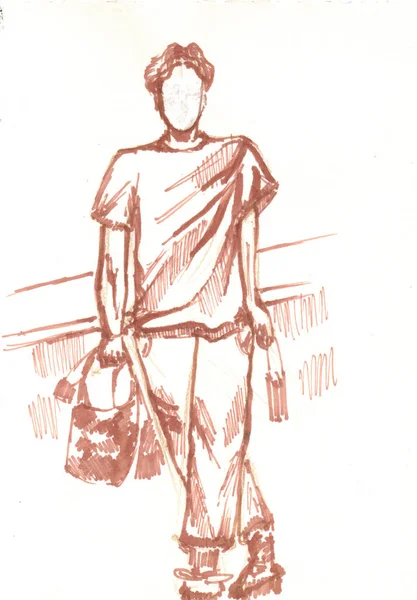 Bocetos Hombre Tipo Con Bolsas —  Fotos de Stock