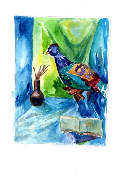 Märchenvogel Mit Farben Bemalt — Stockfoto