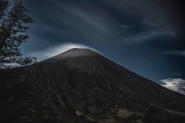 View of Pacaya volcano at night clipart