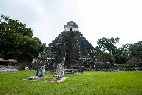 Stelae in front of the temple of the great jaguar in Tikal
