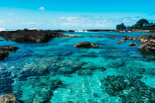 Modrá Voda Laguny Havajském Pobřeží — Stock fotografie