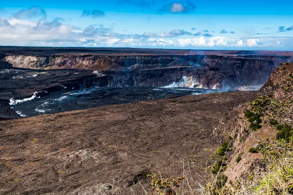 Vista Del Lago Lava Kilauea Vacío —  Fotos de Stock
