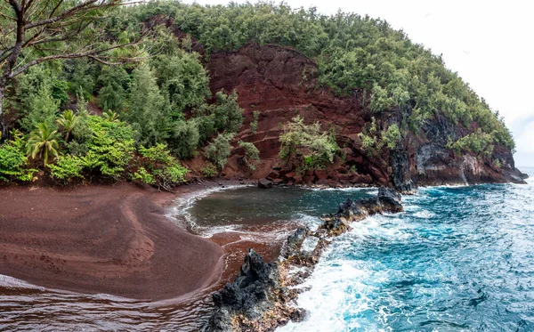 Červená Písečná Pláž Poblíž Hany Ostrově Maui — Stock fotografie
