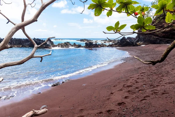 Sabbia Rossa Acqua Blu Del Pacifico Maui — Foto Stock