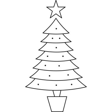 Yıldızlı noel ağacı ve yıldız vektör çizimi