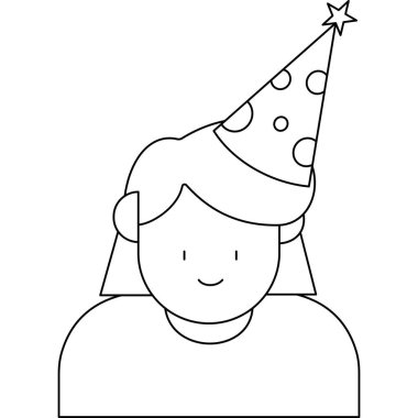 Şapkalı ve balonlu genç kadın vektör çizimi