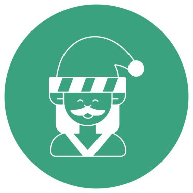 Yeşil arkaplanda izole edilmiş Noel Baba simgesi, vektör illüstrasyonu