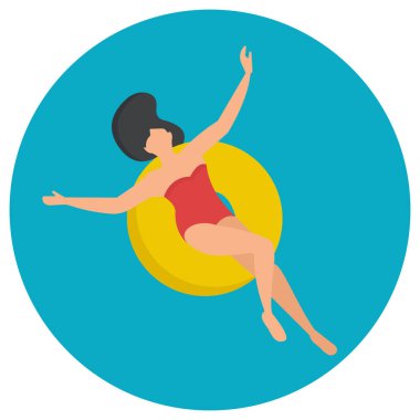 Woman with swimming pool illustration design