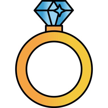 Diamond ring icon. outline illustration of gold gemstone icons for web