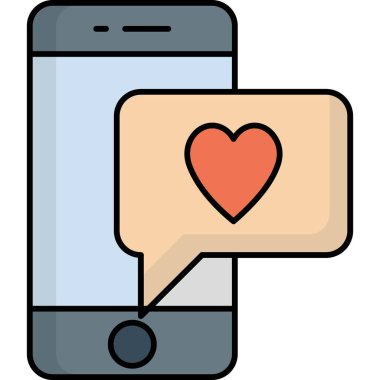 Mobile phone with heart, love, valentine day, illustration