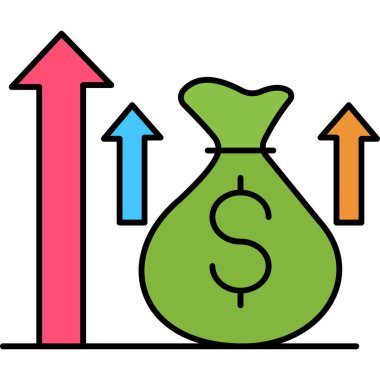 growth and money icon, vector illustration