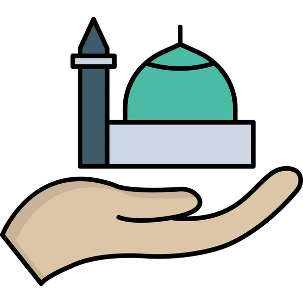 Hand Holding Mosque Vector Illustration — Φωτογραφία Αρχείου