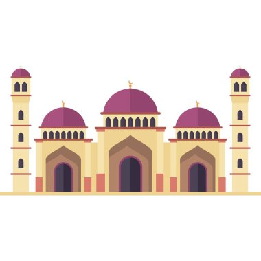 Arapça bayraklı İslami cami, vektör illüstrasyonu