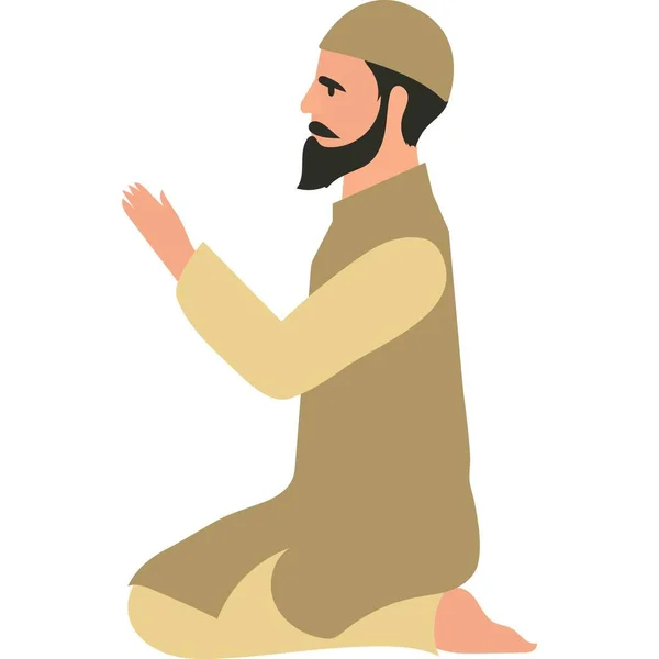 Muslim Αγόρι Χιτζάμπ Εικονογράφηση Διάνυσμα Γραφικών — Διανυσματικό Αρχείο