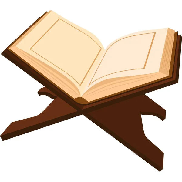 Open Book Wooden Handle — Stock Vector