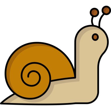 beyaz arkaplanda çizgi film salyangozu, illüstrasyon, vektör.