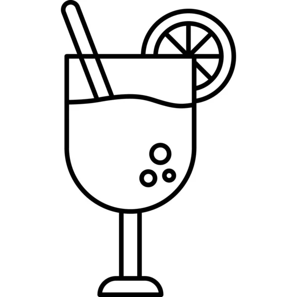 Ποτό Κοκτέιλ Ποτό Και Τροφίμων Εικονίδιο Γραμμή Σχέδιο Φορέα Κινουμένων — Διανυσματικό Αρχείο