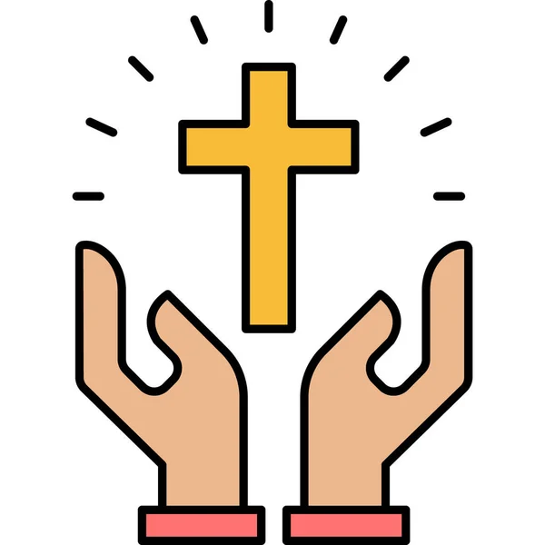 Руки Тримають Хрест Векторні Ілюстрації — стоковий вектор