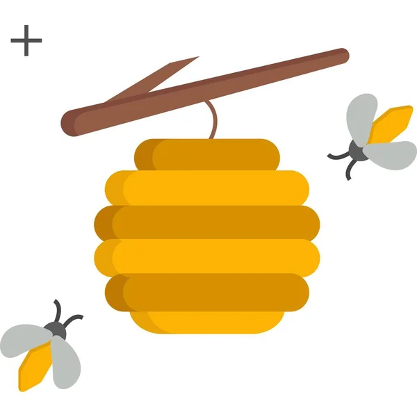Ikona Včely Medové Jednoduchá Ilustrace Vektorového Symbolu Hmyzu Pro Webový — Stockový vektor