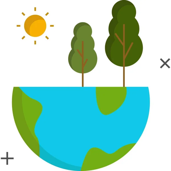 生态友好绿色植物与树矢量图解设计 — 图库矢量图片