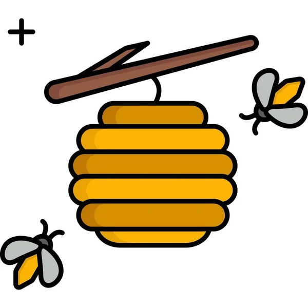 蜂蜜蜜蜂图标 网页昆虫病媒图标的概要说明 — 图库矢量图片